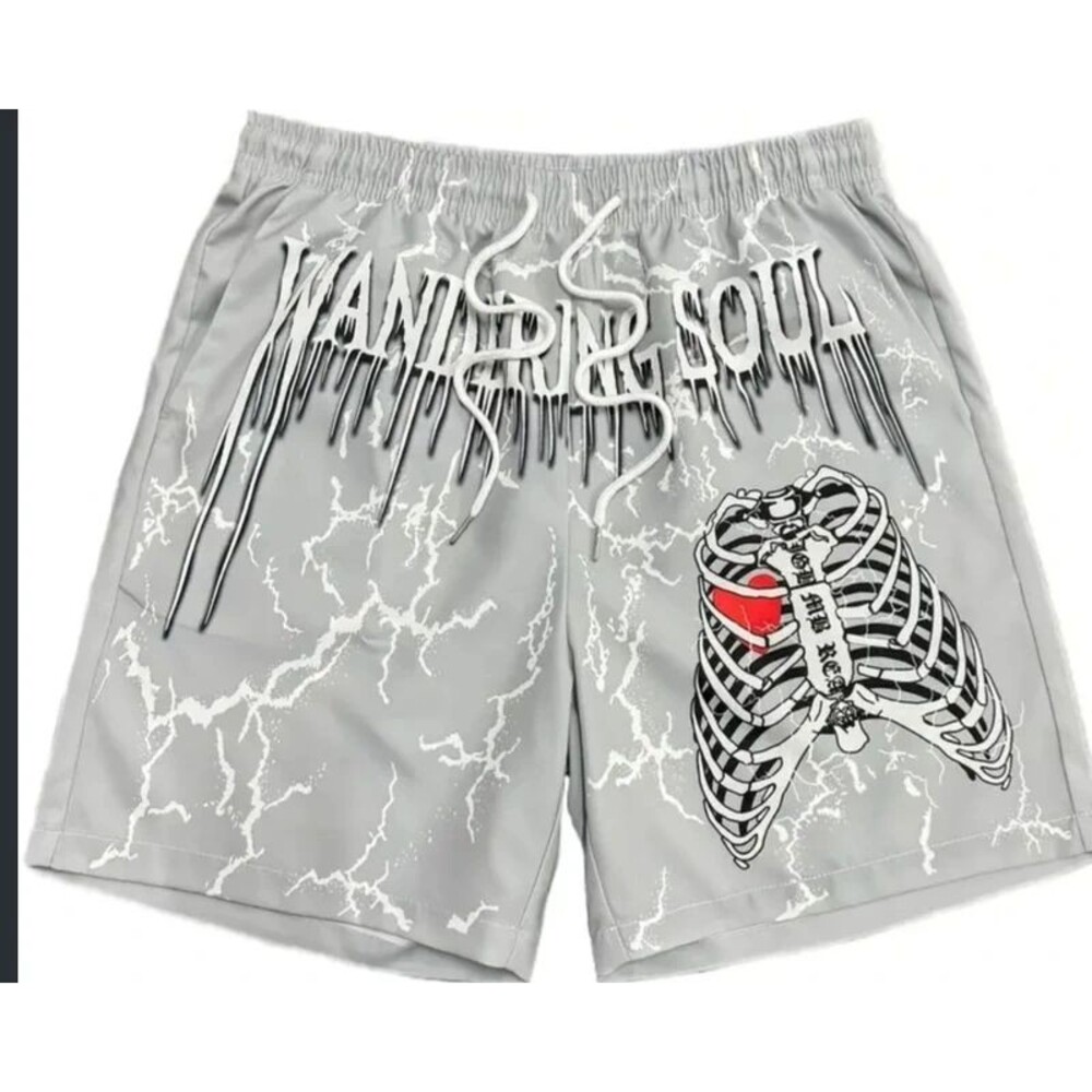 Romwe Wandering Soul Gray Shorts Size Men's M